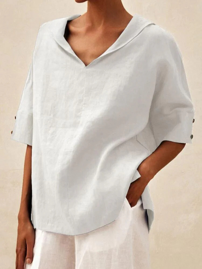 Oversized Blouse - Women's Casual Short Sleeve Loose Fit Blouse -Grace Aura