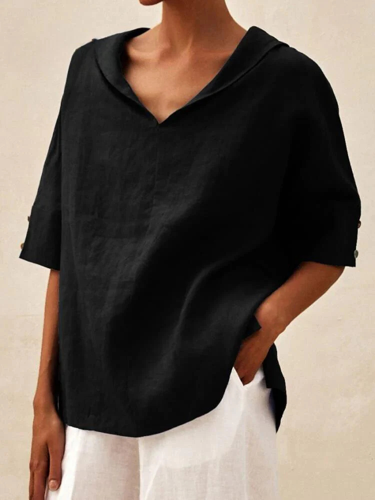 Oversized Blouse - Women's Casual Short Sleeve Loose Fit Blouse -Grace Aura