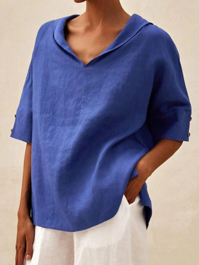 Oversized Blouse - Women's Casual Short Sleeve Loose Fit Blouse -Grace Aura