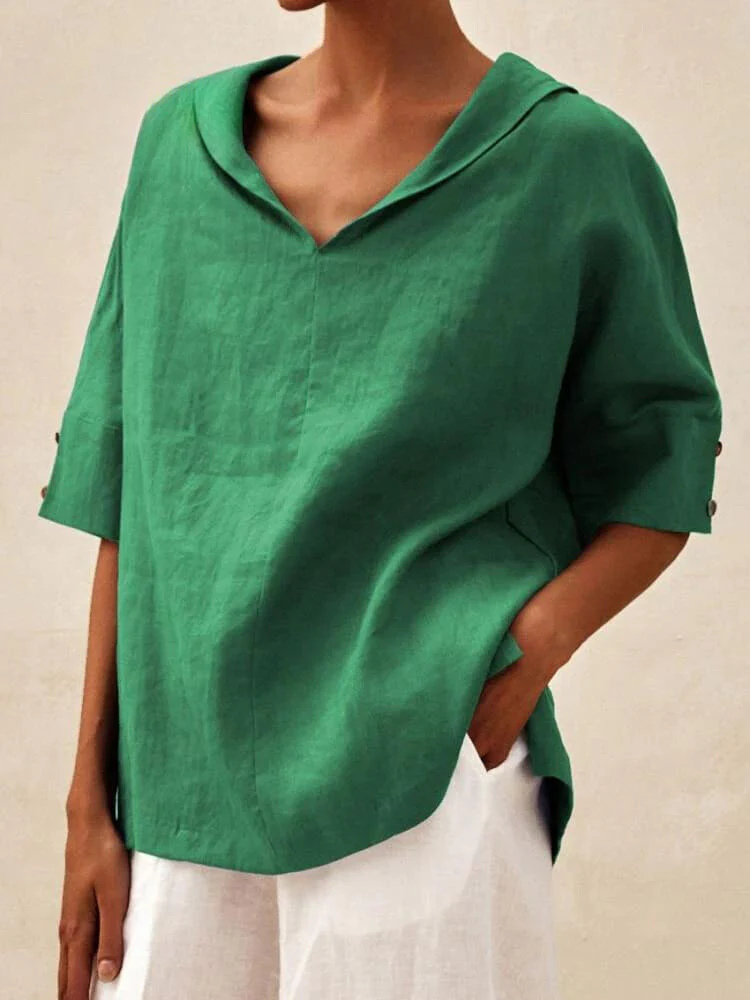 Oversized Blouse - Women's Casual Short Sleeve Loose Fit Blouse -Grace Aura
