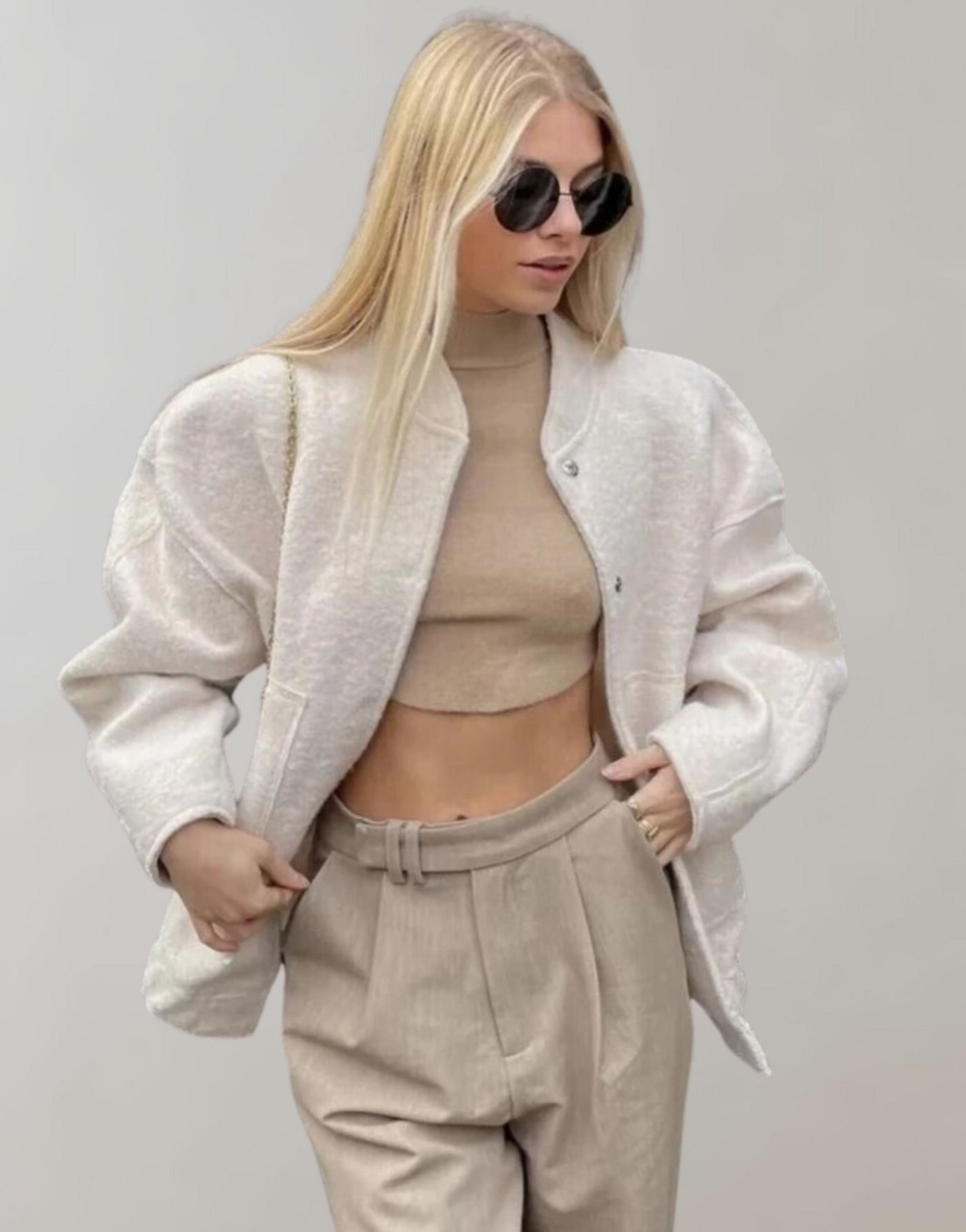 Oversized Bomber Jacket | Casual | Button-Up | Oversized Jacket | Women's Jacket-Grace Aura