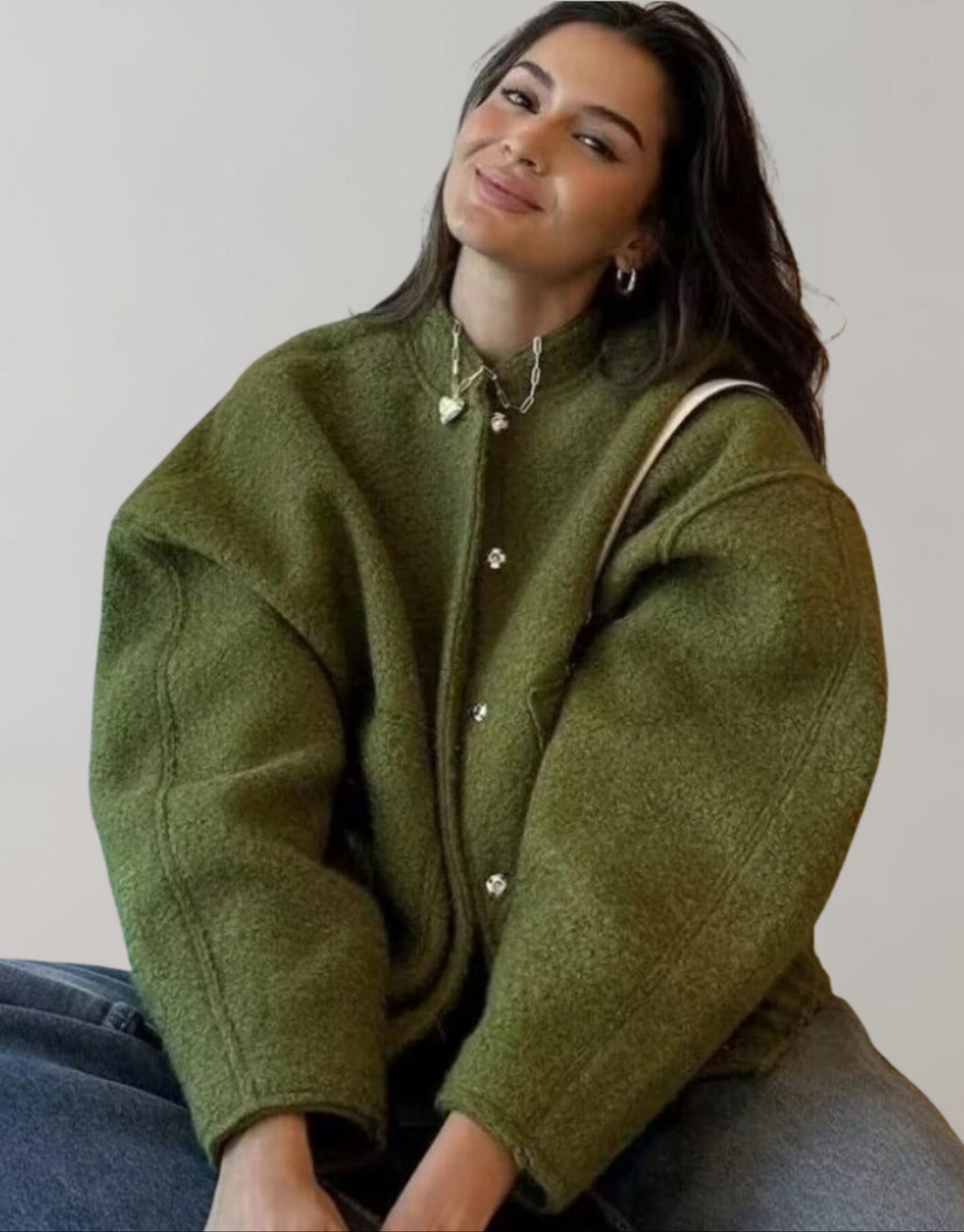 Oversized Bomber Jacket | Casual | Button-Up | Oversized Jacket | Women's Jacket-Grace Aura