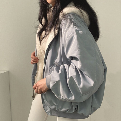 Oversized Bomber Jacket - Fleece-Lined - Zip-Up - Oversized Winter Jacket - Women's Winter Jacket-Grace Aura