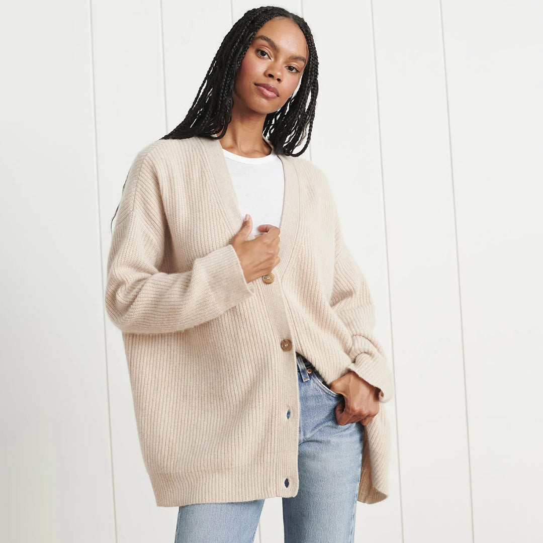 Oversized Cardigan - Button-Up - Cashmere - Knitted Cardigan - Women's Clothing-Grace Aura
