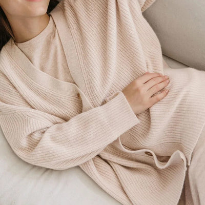 Oversized Cardigan - Button-Up - Cashmere - Knitted Cardigan - Women's Clothing-Grace Aura