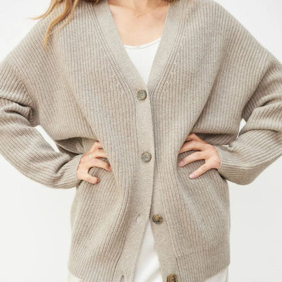 Oversized Cardigan - Button-Up - Cashmere - Knitted Cardigan - Women's Clothing-Grace Aura