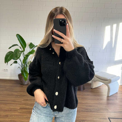 Oversized Cardigan - Chunky - Button-Up - Knit Cardigan - Women's Cardigan-Grace Aura