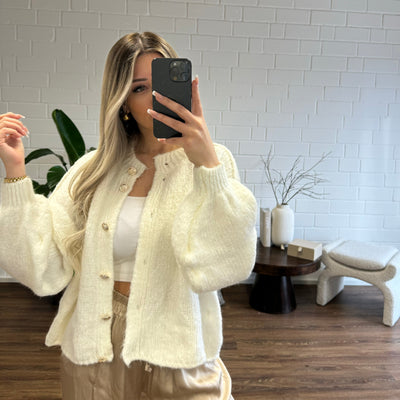 Oversized Cardigan - Chunky - Button-Up - Knit Cardigan - Women's Cardigan-Grace Aura