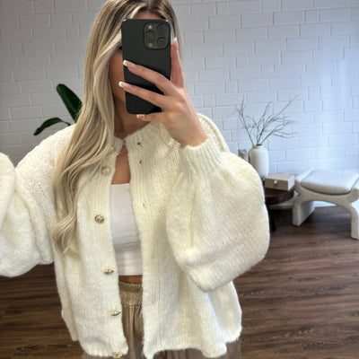 Oversized Cardigan - Chunky - Button-Up - Knit Cardigan - Women's Cardigan-Grace Aura