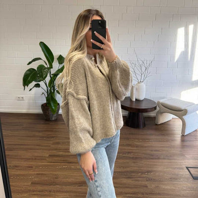 Oversized Cardigan - Chunky - Button-Up - Knit Cardigan - Women's Cardigan-Grace Aura
