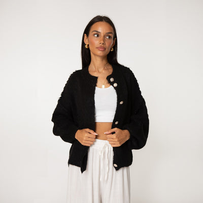 Oversized Cardigan - Chunky - Button-Up - Knit Cardigan - Women's Cardigan-Grace Aura