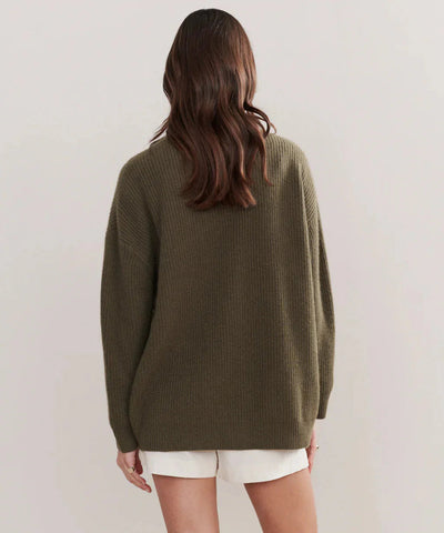 Oversized Cardigan - Women's Button-Up V-Neck Knitted Cashmere Cardigan-Grace Aura