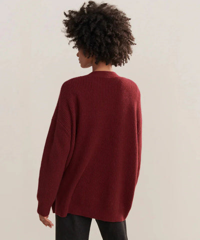 Oversized Cardigan - Women's Button-Up V-Neck Knitted Cashmere Cardigan-Grace Aura