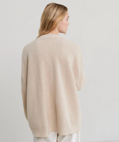 Oversized Cardigan - Women's Button-Up V-Neck Knitted Cashmere Cardigan-Grace Aura