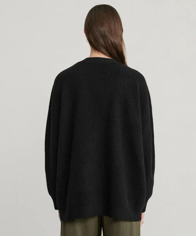 Oversized Cardigan - Women's Button-Up V-Neck Knitted Cashmere Cardigan-Grace Aura