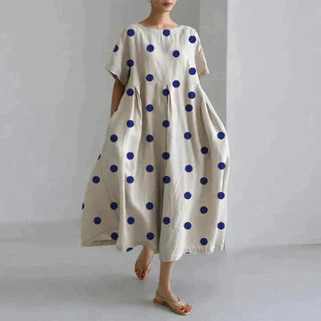 Oversized Dress - Women's Casual Loose Fit printed Midi Dress-Grace Aura