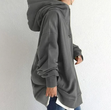 Oversized Hoodie - Long - Baggy - Zipper Hoodie - Women's Hoodie-Grace Aura