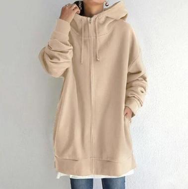 Oversized Hoodie - Long - Baggy - Zipper Hoodie - Women's Hoodie-Grace Aura