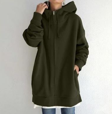 Oversized Hoodie - Long - Baggy - Zipper Hoodie - Women's Hoodie-Grace Aura