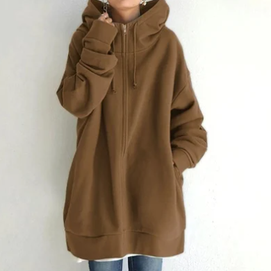 Oversized Hoodie - Long - Baggy - Zipper Hoodie - Women's Hoodie-Grace Aura