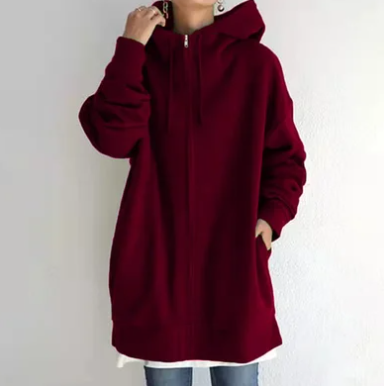 Oversized Hoodie - Long - Baggy - Zipper Hoodie - Women's Hoodie-Grace Aura