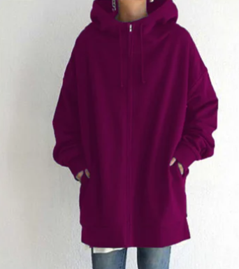 Oversized Hoodie - Long - Baggy - Zipper Hoodie - Women's Hoodie-Grace Aura