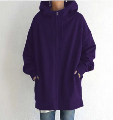 Oversized Hoodie - Long - Baggy - Zipper Hoodie - Women's Hoodie-Grace Aura