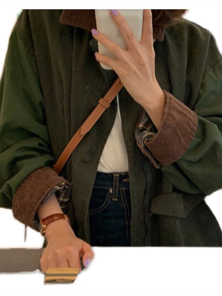 Oversized Jacket - Army Green - Autumn - Parka Jacket - Women's Jacket-Grace Aura