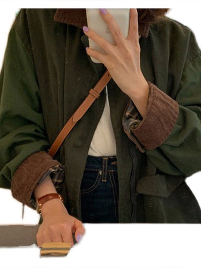 Oversized Jacket - Army Green - Autumn - Parka Jacket - Women's Jacket-Grace Aura