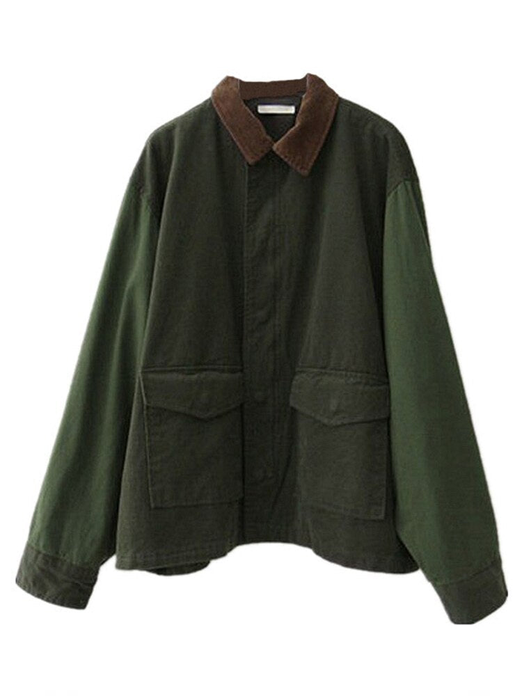 Oversized Jacket - Army Green - Autumn - Parka Jacket - Women's Jacket-Grace Aura