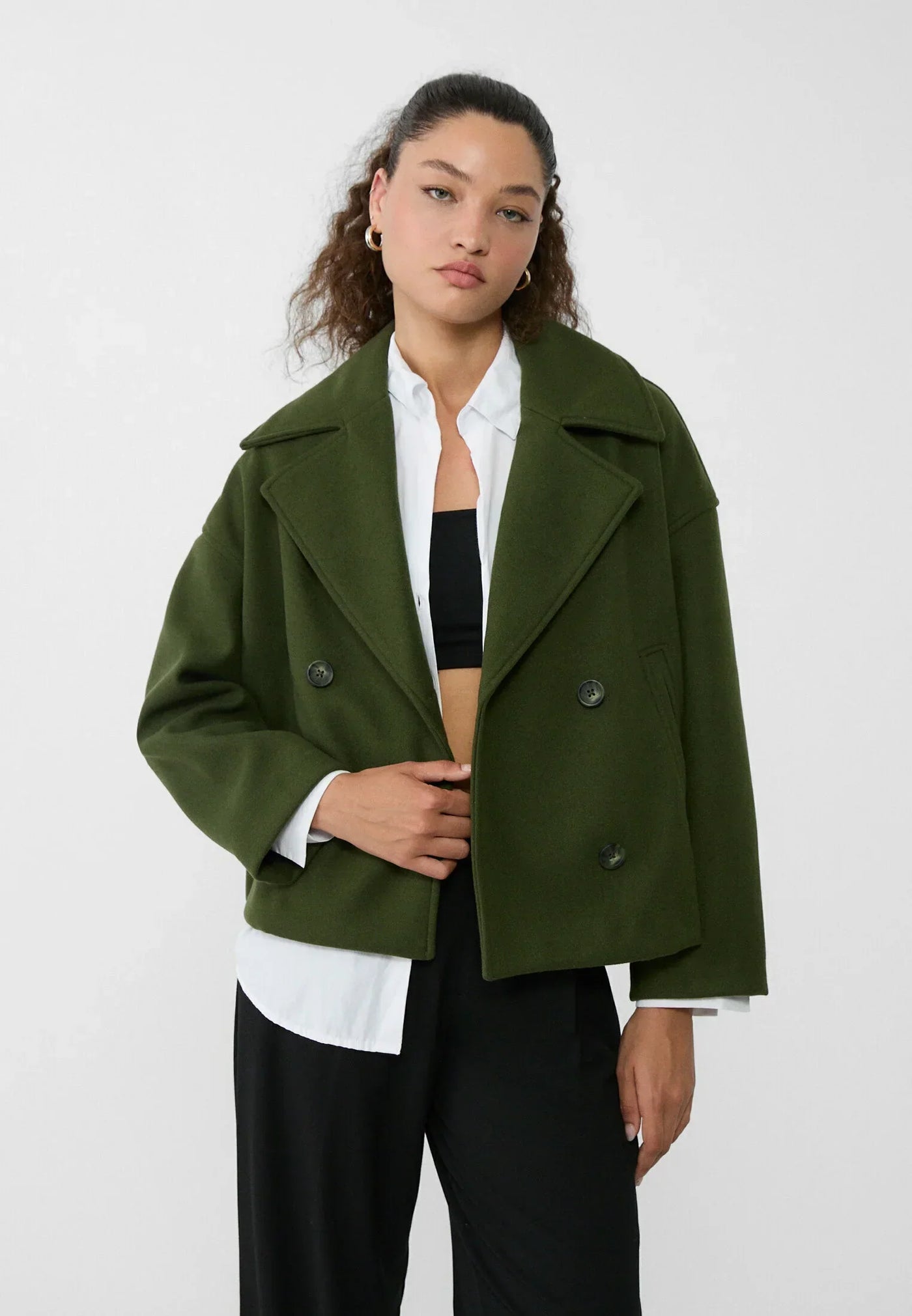 Oversized Jacket - Double Breasted - Autumn - Short Trench Jacket - Women's Jacket-Grace Aura