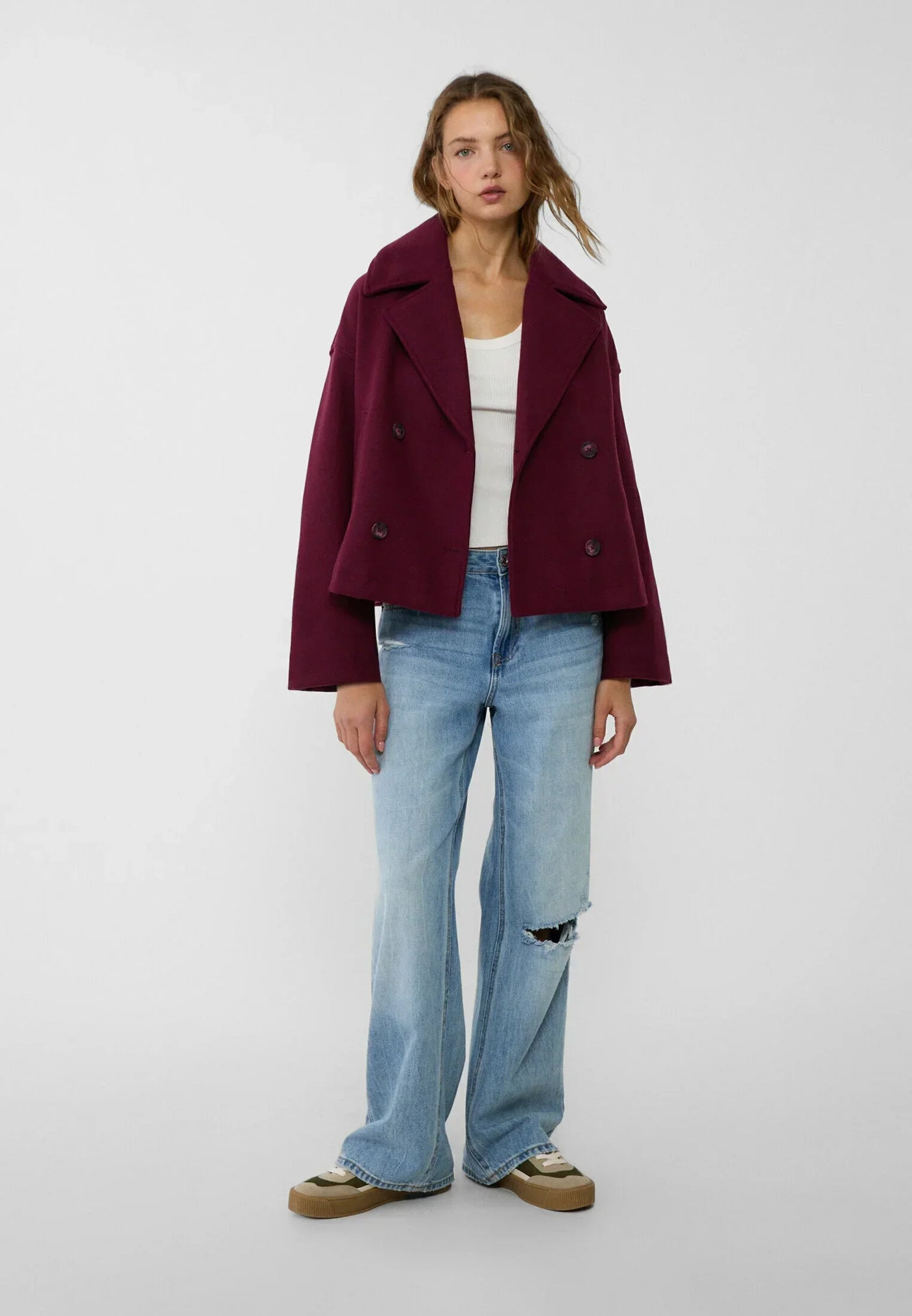 Oversized Jacket - Double Breasted - Autumn - Short Trench Jacket - Women's Jacket-Grace Aura