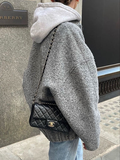 Oversized Jacket | Gray | Autumn | Bomber Jacket | Women's Jacket-Grace Aura