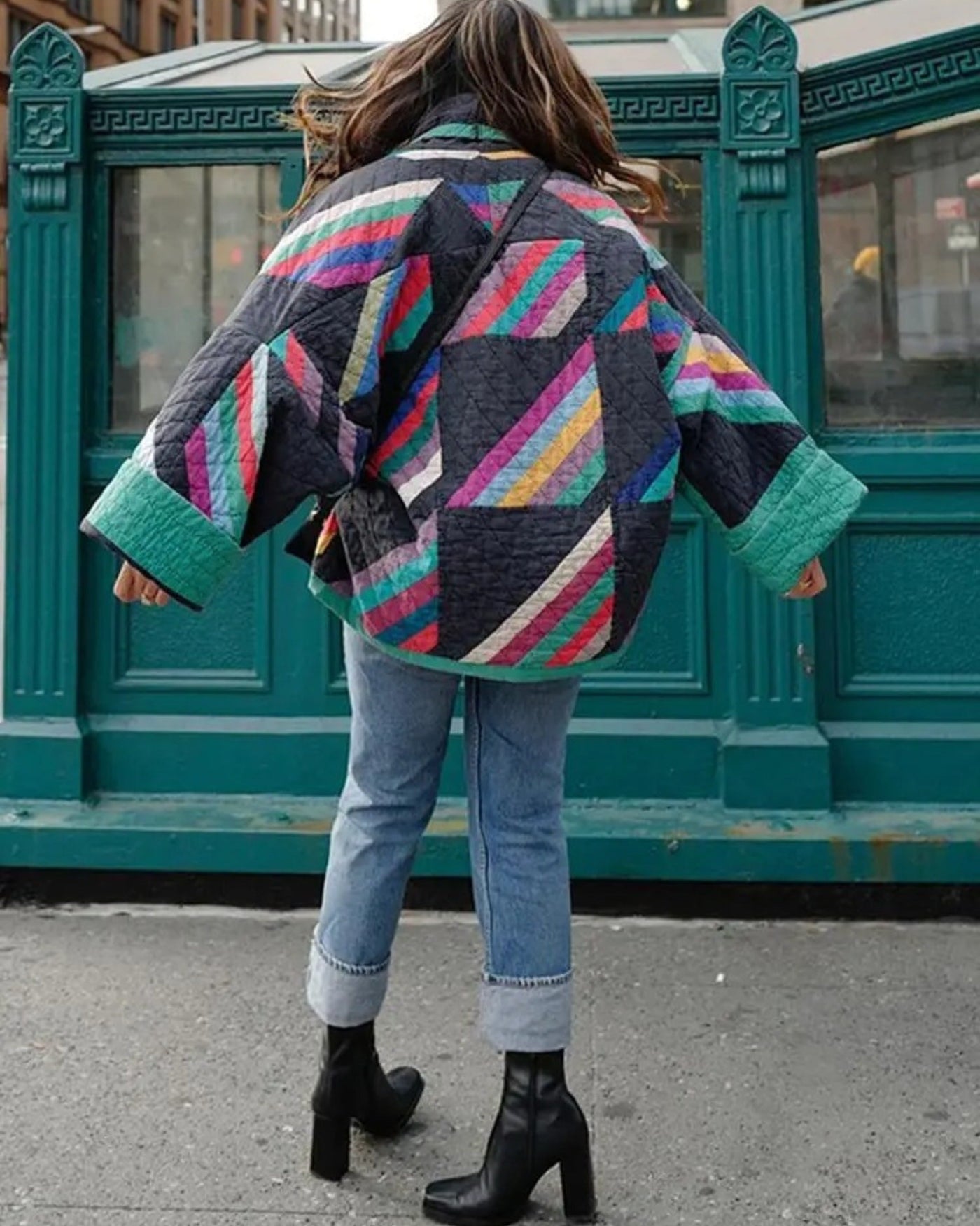 Oversized Jacket - Open Front - Vintage - Quilted Jacket - Women's Jacket-Grace Aura