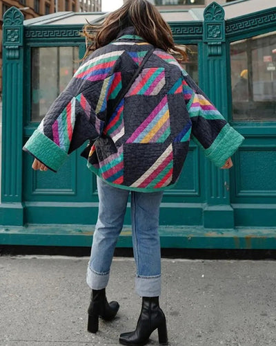 Oversized Jacket - Open Front - Vintage - Quilted Jacket - Women's Jacket-Grace Aura