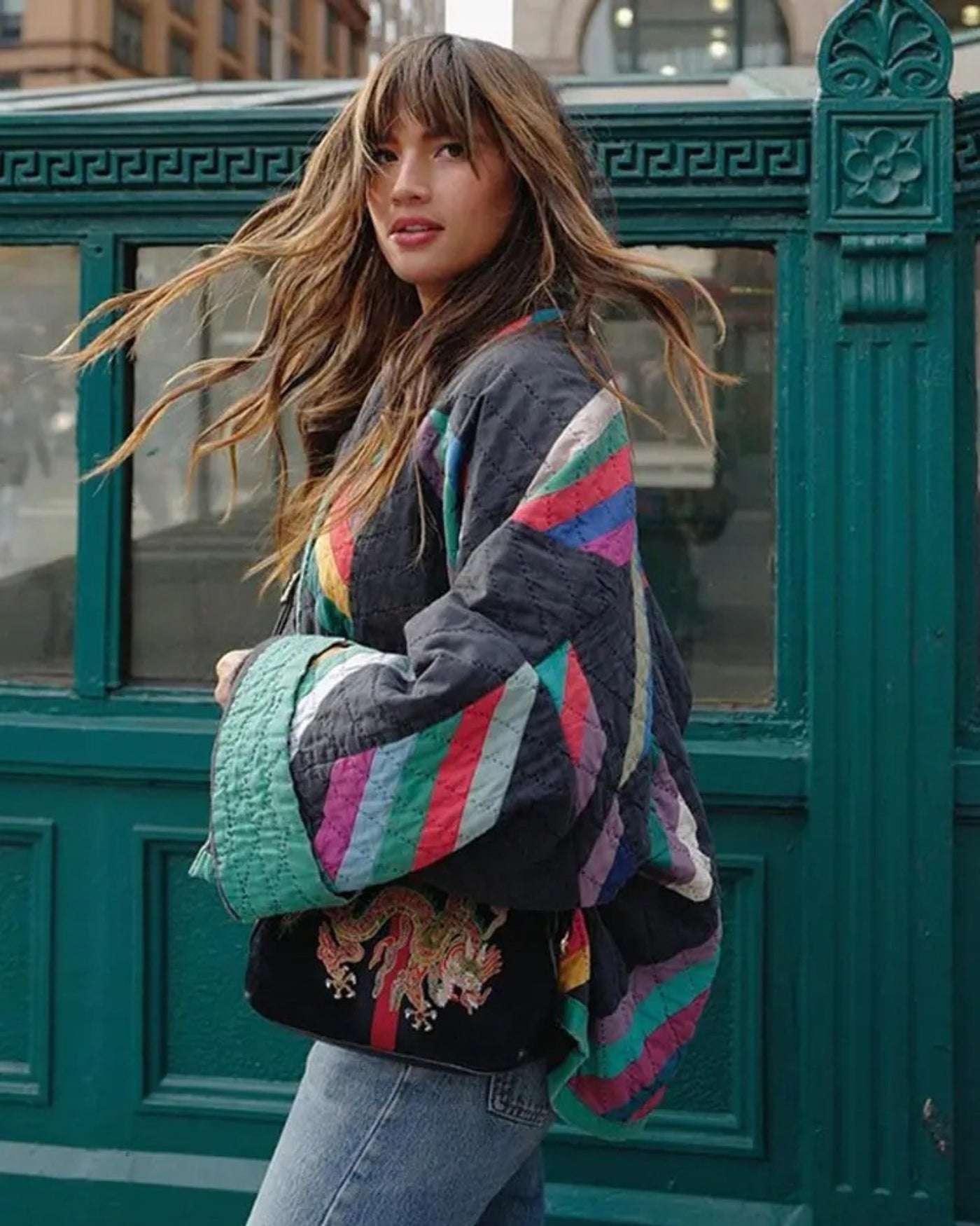 Oversized Jacket - Open Front - Vintage - Quilted Jacket - Women's Jacket-Grace Aura