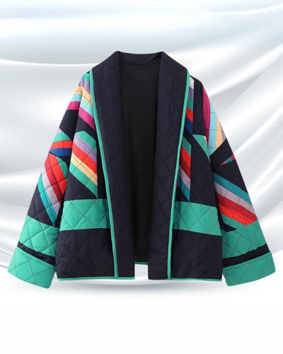 Oversized Jacket - Open Front - Vintage - Quilted Jacket - Women's Jacket-Grace Aura