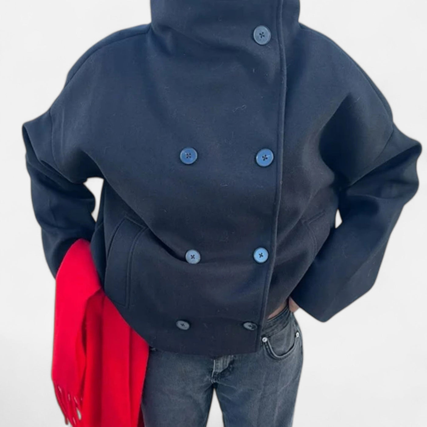 Oversized Jacket - Women's Double Breasted Short Trench Coat-Grace Aura