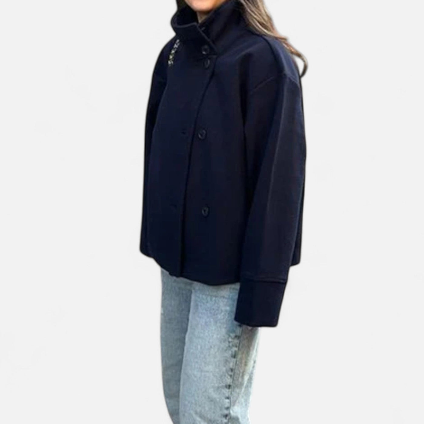 Oversized Jacket - Women's Double Breasted Short Trench Coat-Grace Aura