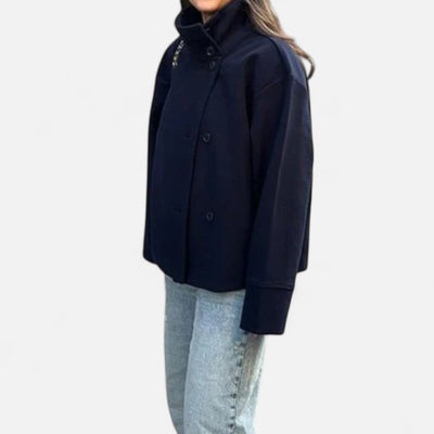 Oversized Jacket - Women's Double Breasted Short Trench Coat-Grace Aura