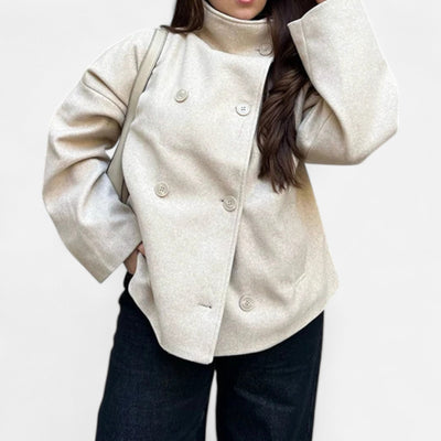 Oversized Jacket - Women's Double Breasted Short Trench Coat-Grace Aura