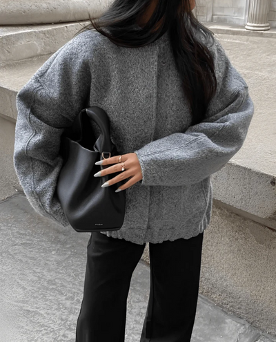 Oversized Jacket - Women's Wool Blend Bomber Jacket for Autumn and Winter-Grace Aura