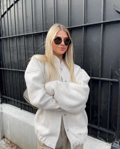 Oversized Jacket - Women's Wool Blend Bomber Jacket for Autumn and Winter-Grace Aura