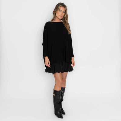 Oversized Jumper | Batwing | Boatneck | Oversized Pullover | Women's Knitwear-Grace Aura