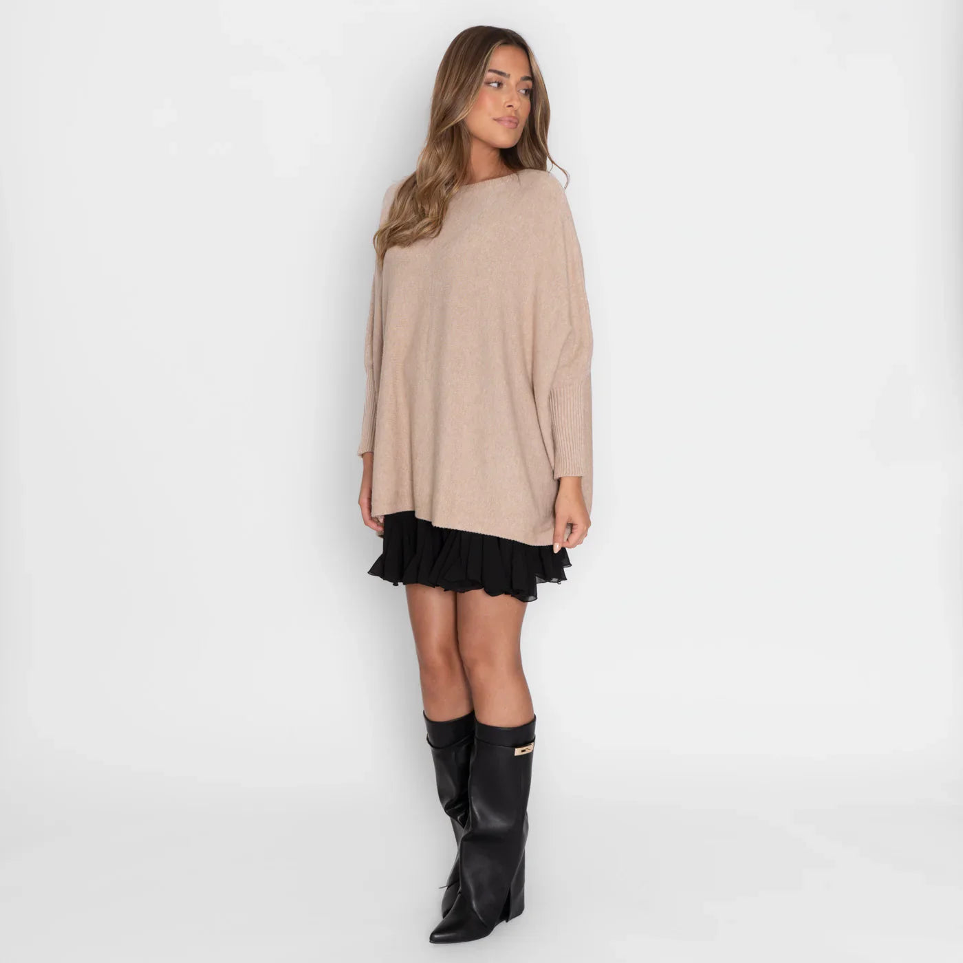 Oversized Jumper | Batwing | Boatneck | Oversized Pullover | Women's Knitwear-Grace Aura