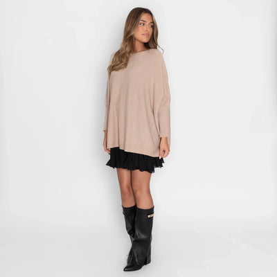 Oversized Jumper | Batwing | Boatneck | Oversized Pullover | Women's Knitwear-Grace Aura
