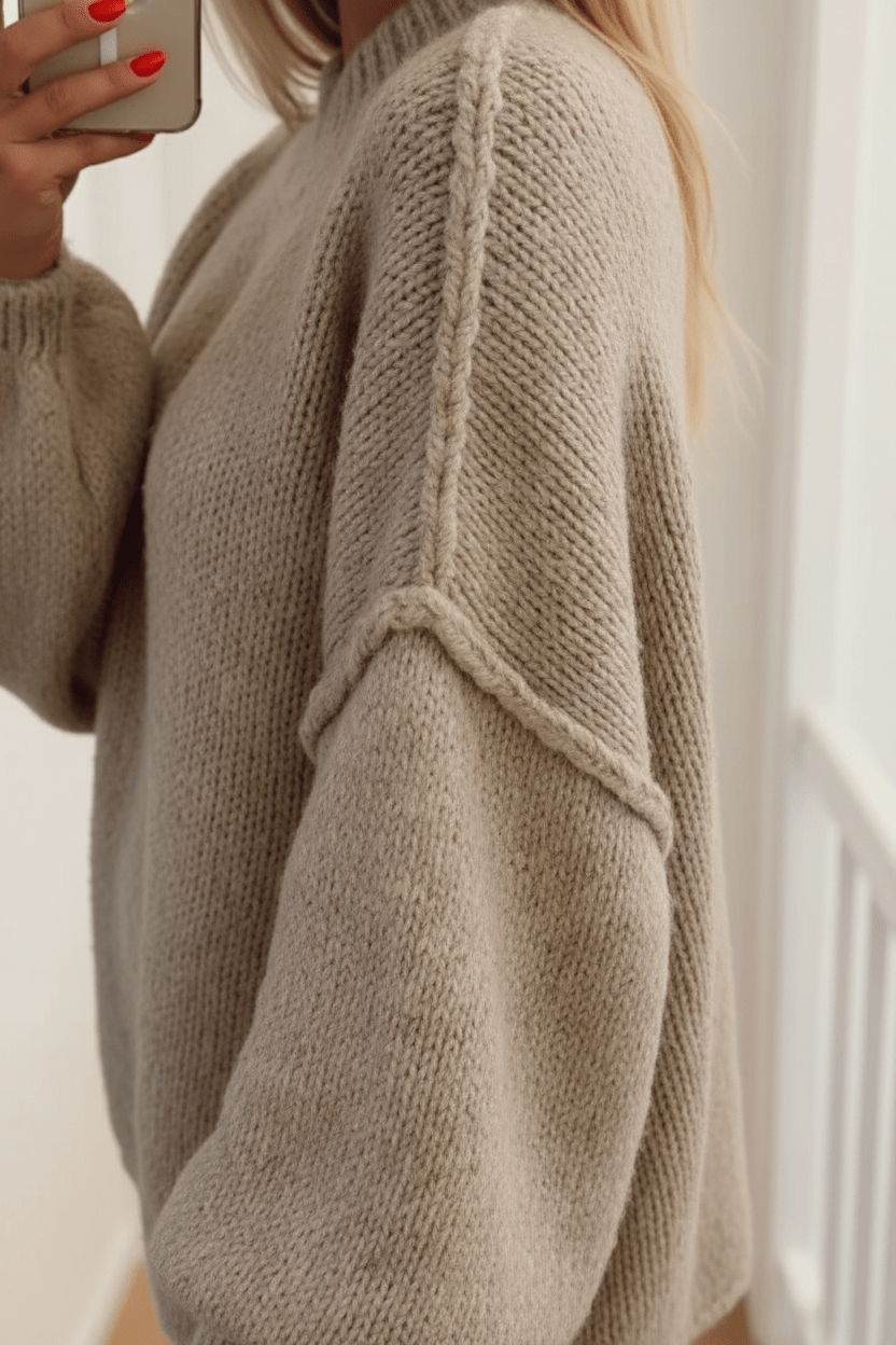 Oversized Jumper - Long - Chunky - Knitted Sweater - Women's Knitwear-Grace Aura