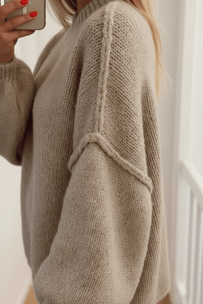 Oversized Jumper - Long - Chunky - Knitted Sweater - Women's Knitwear-Grace Aura
