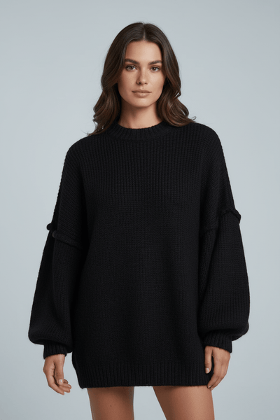 Oversized Jumper - Long - Chunky - Knitted Sweater - Women's Knitwear-Grace Aura