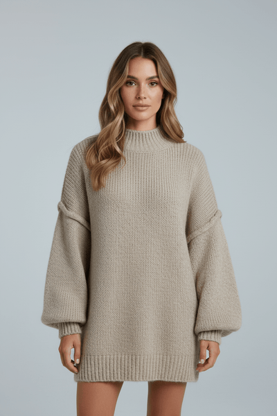 Oversized Jumper - Long - Chunky - Knitted Sweater - Women's Knitwear-Grace Aura